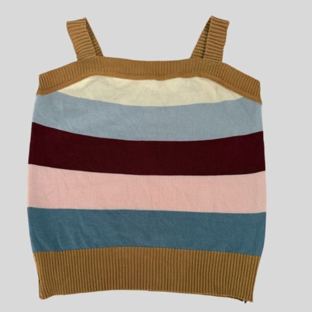 Y2K Colorblock Striped Knit Tank Top | Boho Multicolor Crop | Fits XS-M